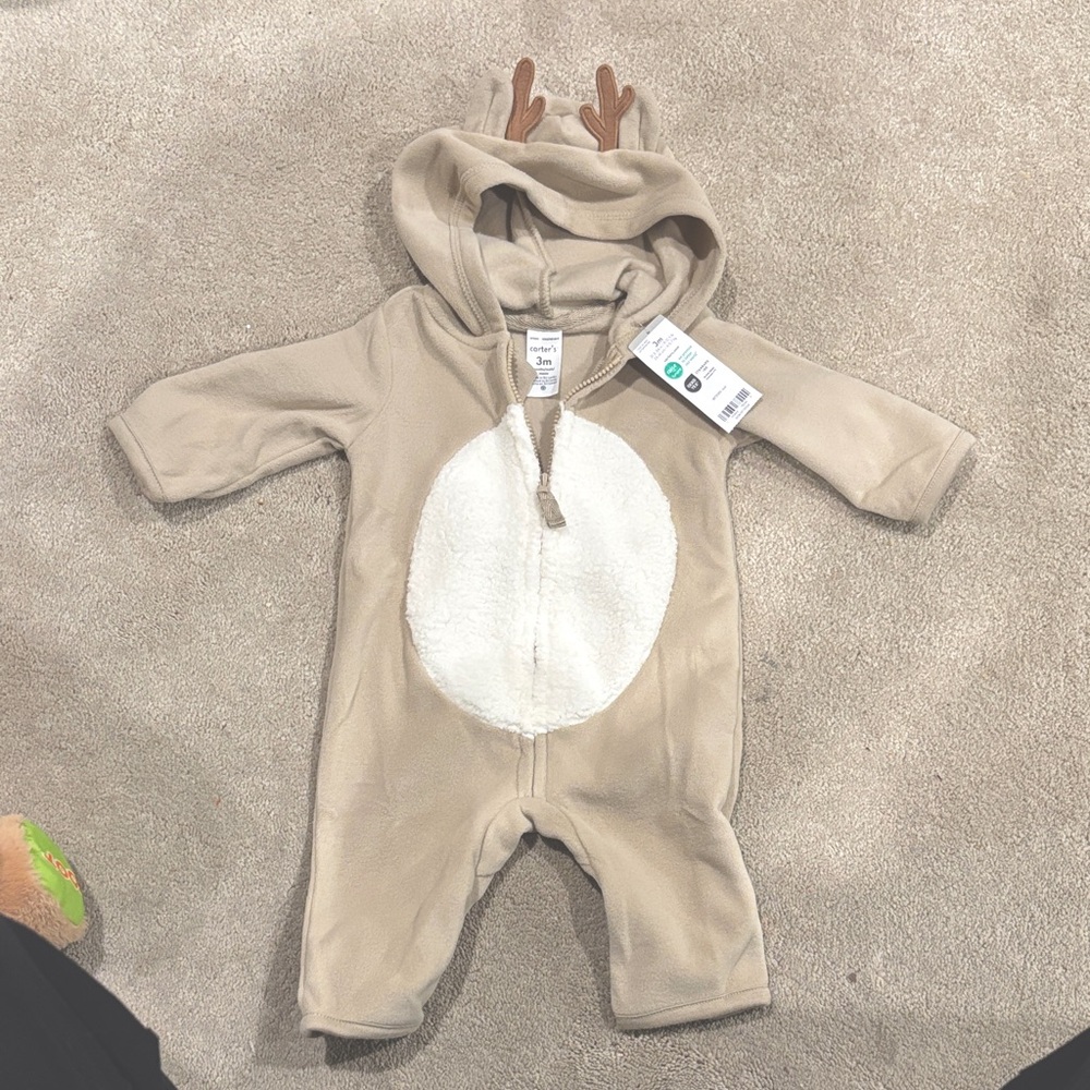 Carter's Reindeer Onesie 3 months NWT
